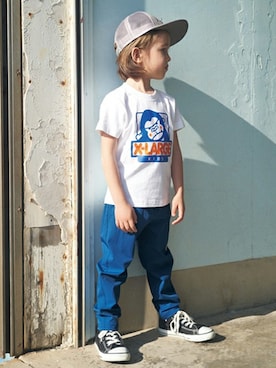 「アスレジャー」｜X-girl STAGES・XLARGE KIDSさん（キッズ・105cm）の冬コーディネート