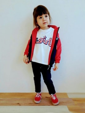 「x-girl stages」｜「アイテム（ブルゾン）」を使った、X-girl STAGES・XLARGE KIDSさん（キッズ・90cm）の秋コーディネート