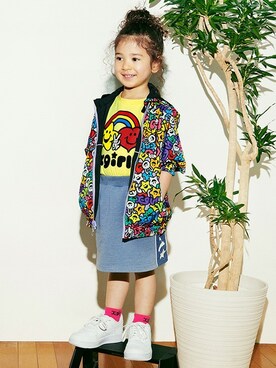 「x-girl stages」｜「アイテム（ブルゾン）」を使った、X-girl STAGES・XLARGE KIDSさん（キッズ・105cm）の冬コーディネート