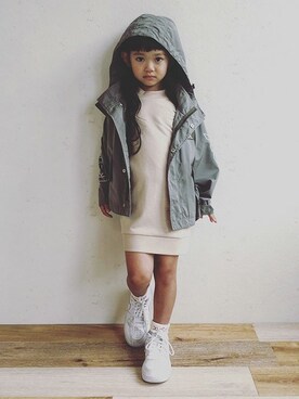 「x-girl stages」｜「アイテム（ブルゾン）」を使った、X-girl STAGES・XLARGE KIDSさん（キッズ・107cm）の冬コーディネート