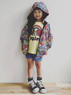 「x-girl stages」｜「アイテム（ブルゾン）」を使った、X-girl STAGES・XLARGE KIDSさん（キッズ・107cm）の冬コーディネート