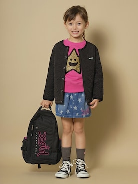 「x-girl stages」｜「アイテム（ブルゾン）」を使った、X-girl STAGES・XLARGE KIDSさん（キッズ・113cm）の冬コーディネート