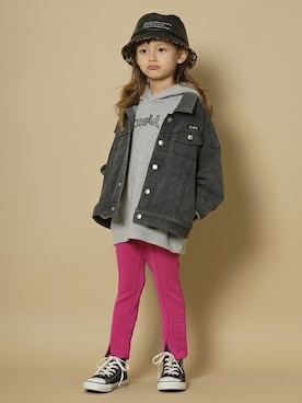 「x-girl stages」｜「アイテム（デニムジャケット）」を使った、X-girl STAGES・XLARGE KIDSさん（キッズ・113cm）の冬コーディネート