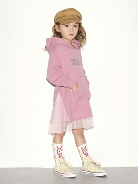「アイテム（キャスケット）」を使った、X-girl STAGES・XLARGE KIDSさん（キッズ・108cm）の冬コーディネート