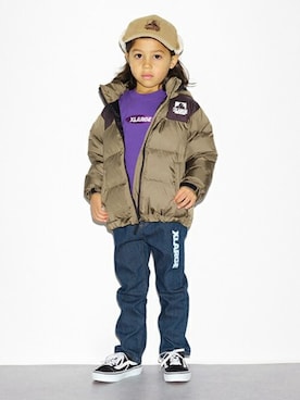 「XLARGE KIDS（エクストララージキッズ）のアイテム」を使った、X-girl STAGES・XLARGE KIDSさん（キッズ・110cm）の冬コーディネート