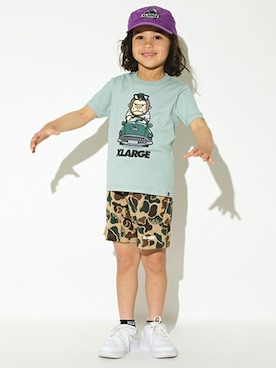 「アイテム（ソックス/靴下、ピンク系）」を使った、X-girl STAGES・XLARGE KIDSさん（キッズ・111cm）の夏コーディネート