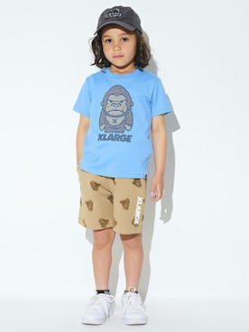 「アイテム（ソックス/靴下、ピンク系）」を使った、X-girl STAGES・XLARGE KIDSさん（キッズ・111cm）の夏コーディネート