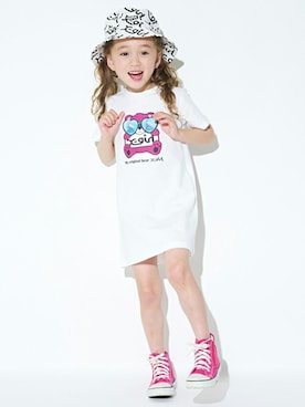 「グラフィックＴ」｜「アイテム（ワンピース/ドレス）」を使った、X-girl STAGES・XLARGE KIDSさん（キッズ・110cm）の春コーディネート