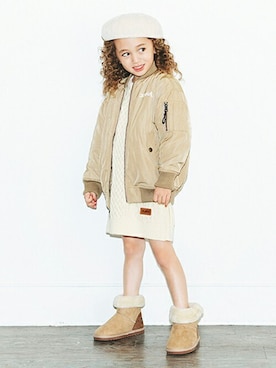 「ケーブルニット」｜「アイテム（MA-1）」を使った、X-girl STAGES・XLARGE KIDSさん（キッズ・113cm）の秋コーディネート