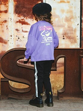 「バックプリント」｜「アイテム（ハンチング/ベレー帽）」を使った、X-girl STAGES・XLARGE KIDSさん（キッズ・113cm）の秋コーディネート