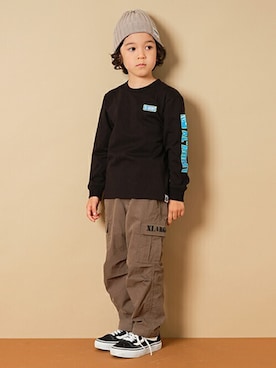 「ストリートカジュアル」｜「アイテム（ニットキャップ/ビーニー）」を使った、X-girl STAGES・XLARGE KIDSさん（キッズ・110cm）の秋コーディネート
