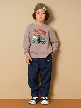 「ストリートカジュアル」｜「アイテム（ニットキャップ/ビーニー）」を使った、X-girl STAGES・XLARGE KIDSさん（キッズ・110cm）の秋コーディネート
