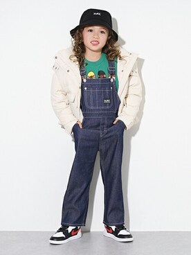 「x-girl stages」｜「アイテム（サロペット/オーバーオール）」を使った、X-girl STAGES・XLARGE KIDSさん（キッズ・114cm）の秋コーディネート