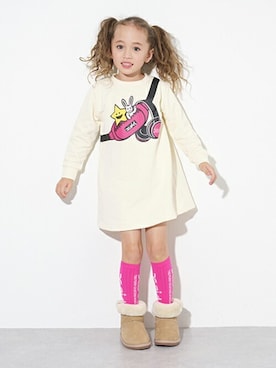 「アイテム（ソックス/靴下、ピンク系）」を使った、X-girl STAGES・XLARGE KIDSさん（キッズ・114cm）の秋コーディネート