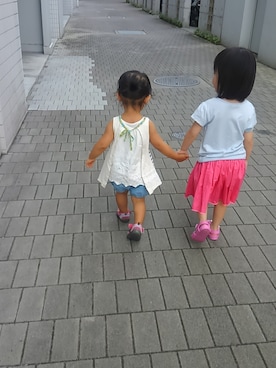 「PETIT BATEAU（プチバトー）のアイテム（スカート）」を使った、YOU さん（キッズ・100cm）の秋コーディネート