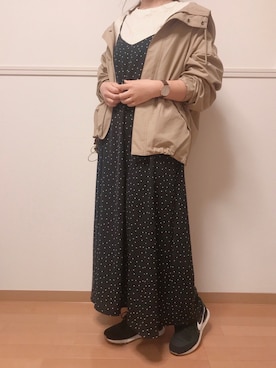 「Daniel Wellington」｜「アイテム（マウンテンパーカー）」を使った、masu.さん（レディース・157cm）の秋コーディネート