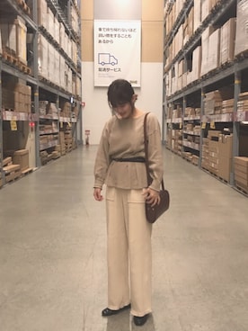 「リブニットパンツ」｜hinanoさん（レディース・150cm）の春コーディネート