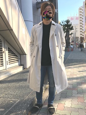 「ITTY BITTY（イッティービッティー）のアイテム（トレンチコート）」を使った、kzさん（メンズ・167cm）の冬コーディネート