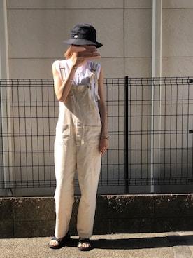 「ラコステ」｜「アイテム（オールインワン・サロペット）」を使った、SuYuさん（レディース・167cm）の夏コーディネート