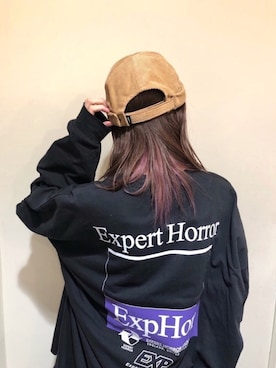 「パープル×黒」｜「アイテム（帽子）」を使った、SuYuさん（レディース・167cm）の秋コーディネート