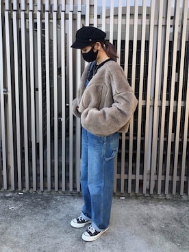 「RED CHOP WORKS（レッドチョップワークス）のアイテム（ジャケット/アウター）」を使った、SuYuさん（レディース・167cm）の冬コーディネート