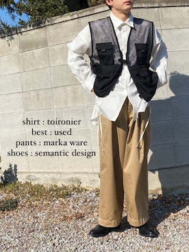 「semantic design（セマンティックデザイン）のアイテム（ブーツ）」を使った、ryo_iwataさん（メンズ・163cm）の冬コーディネート