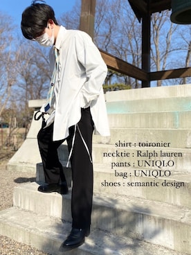 「semantic design（セマンティックデザイン）のアイテム（ブーツ）」を使った、ryo_iwataさん（メンズ・163cm）の冬コーディネート