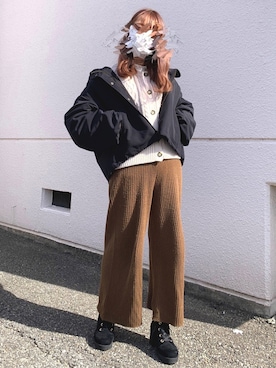 「kutir（クティール）のアイテム（マウンテンパーカー）」を使った、Naa.さん（レディース・162cm）の冬コーディネート