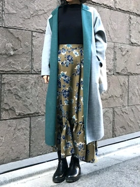 「黒タートルネック」｜「アイテム（ブーツ）」を使った、tea._.coさん（レディース・164cm）の秋コーディネート