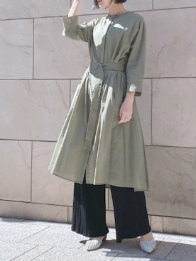 「リブニットパンツ」｜「アイテム（ワンピース/ドレス）」を使った、tea._.coさん（レディース・164cm）の春コーディネート