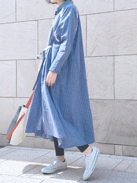 「ブルーワンピース」｜「アイテム（スニーカー）」を使った、tea._.coさん（レディース・164cm）の春コーディネート