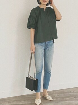 「グリーンブラウス」｜tea._.coさん（レディース・164cm）の夏コーディネート
