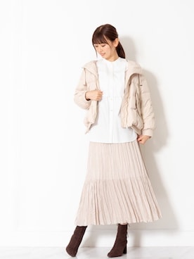 「アイテム（ダウンジャケット/コート）」を使った、akaneさん（レディース・171cm・10代）の秋コーディネート