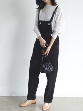 「アイテム（オールインワン・サロペット）」を使った、taさん（レディース・165cm）の冬コーディネート