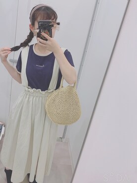「chocomee（チョコミー）のアイテム（Tシャツ/カットソー）」を使った、もぴさん（レディース・153cm）の夏コーディネート