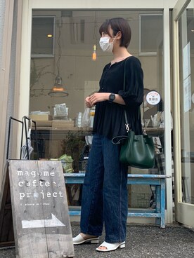 サンダルを使った デニムワイドパンツ の人気ファッションコーディネート Wear