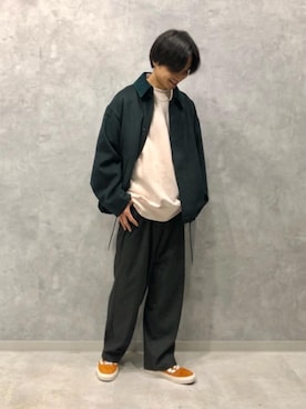 「Tシャツ/カットソー」｜「アイテム（ブルゾン）」を使った、morimoto_sさん（メンズ・169cm）の秋コーディネート