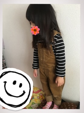 「GLOBAL WORK（グローバルワーク）のアイテム（オールインワン・サロペット）」を使った、m-maさん（キッズ・90cm）の冬コーディネート