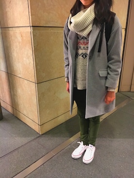 「PLST（プラステ）のアイテム（チェスターコート）」を使った、MIUさん（レディース・167cm）の冬コーディネート