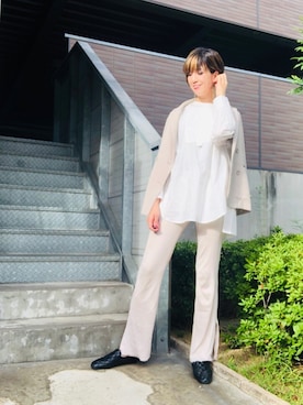 「LOWRYS FARM（ローリーズファーム）のバックスリットドレスシャツ　895051（シャツ/ブラウス）」を使った、kikukomiyajiさん（レディース・172cm）の秋コーディネート