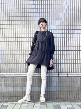 「UNIQLO（ユニクロ）のWOMEN ウルトラストレッチジーンズ（デニムパンツ）」を使った、kikukomiyajiさん（レディース・172cm）の冬コーディネート