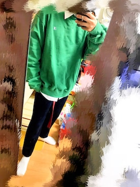 「無地党」｜「アイテム（スラックス）」を使った、yohey!さん（メンズ・168cm）の秋コーディネート