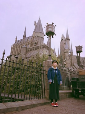 「Ameri（アメリ）のアイテム（デニムジャケット）」を使った、cony_y♡さん（レディース・157cm）の冬コーディネート