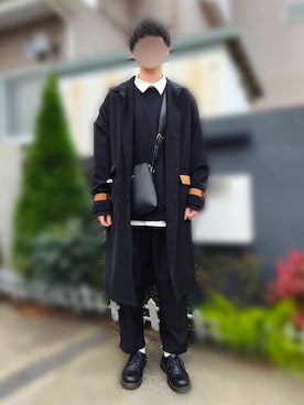 「KUUUPY」｜「アイテム（ステンカラーコート）」を使った、もちたさん（メンズ・173cm）の冬コーディネート