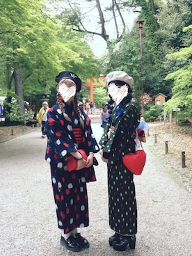 「きもの」｜「アイテム（帽子）」を使った、はるきちさん（レディース・155cm）の冬コーディネート