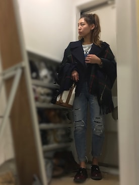「マーチン風ブーツ」｜やましたりなさん（レディース・162cm）の冬コーディネート