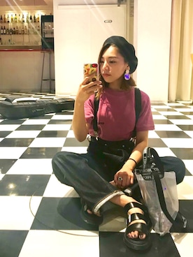 「SEVENDAYS=SUNDAY（セブンデイズサンデイ）のアイテム（ハンチング/ベレー帽）」を使った、やましたりなさん（レディース・162cm）の夏コーディネート