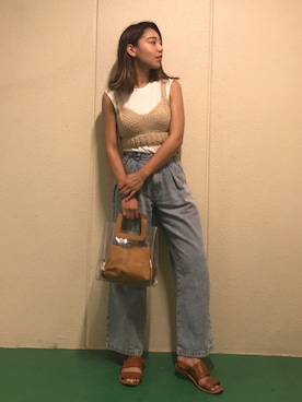 「HANES（ヘインズ）の【Hanes FOR BIOTOP】Sleeveless T-Shirts（Tシャツ/カットソー）」を使った、やましたりなさん（レディース・162cm）の秋コーディネート