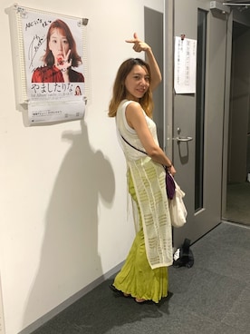 「ワッシャースカート」｜「アイテム（ワンピース/ドレス）」を使った、やましたりなさん（レディース・162cm）の夏コーディネート