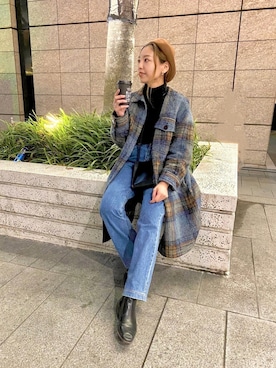 「UNIQLO（ユニクロ）のエクストラファインメリノリブタートルネックセーター（長袖）（ニット/セーター）」を使った、やましたりなさん（レディース・162cm）の冬コーディネート